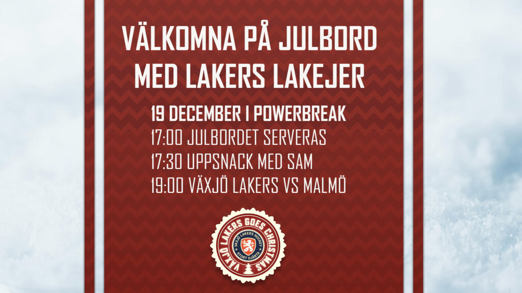 Varmt välkomna på julbord med Lakers Lakejer 19/12