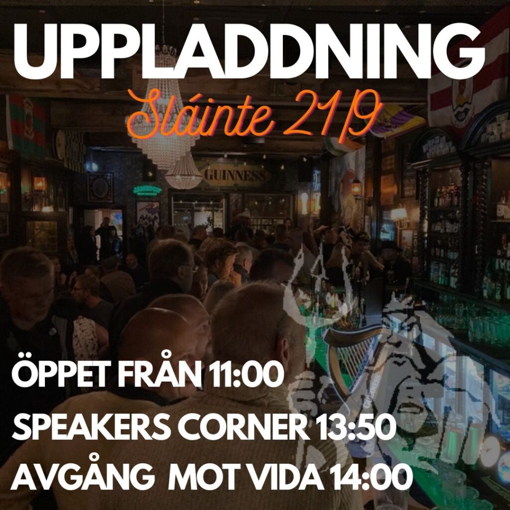 Seriepremiär – Alla till vår supporterklubb Sláinte Lördagen den 21/9